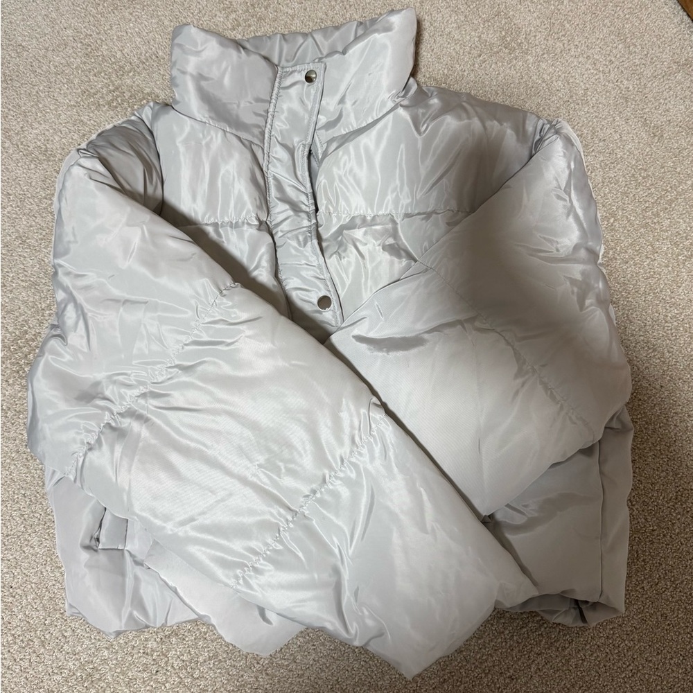 Silver Puffer Jacket by SHEIN | Size 3XL